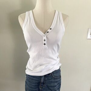 Michael Stars Ultra Ribbed Luna Henley Tank — White